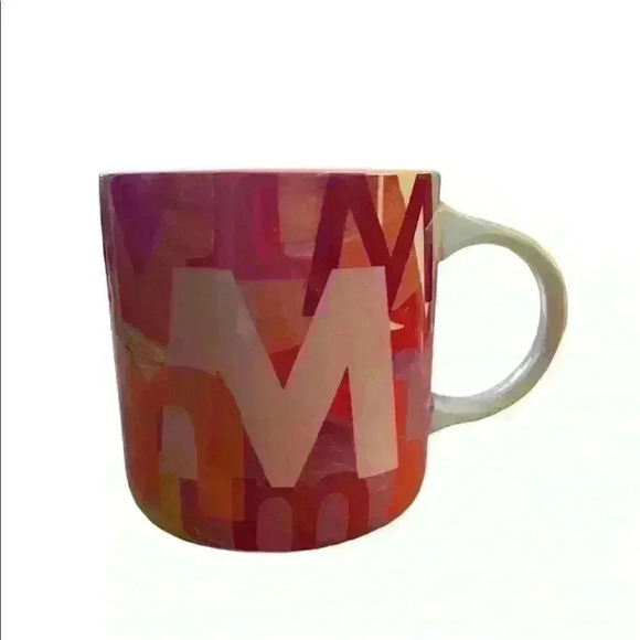 BY Anthropologie Monogram Letter 'M'  large Coffee Tea Cup Mug yellow inside - Picture 1 of 6